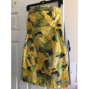 Yellow Print Strapless Dress | New York & Co